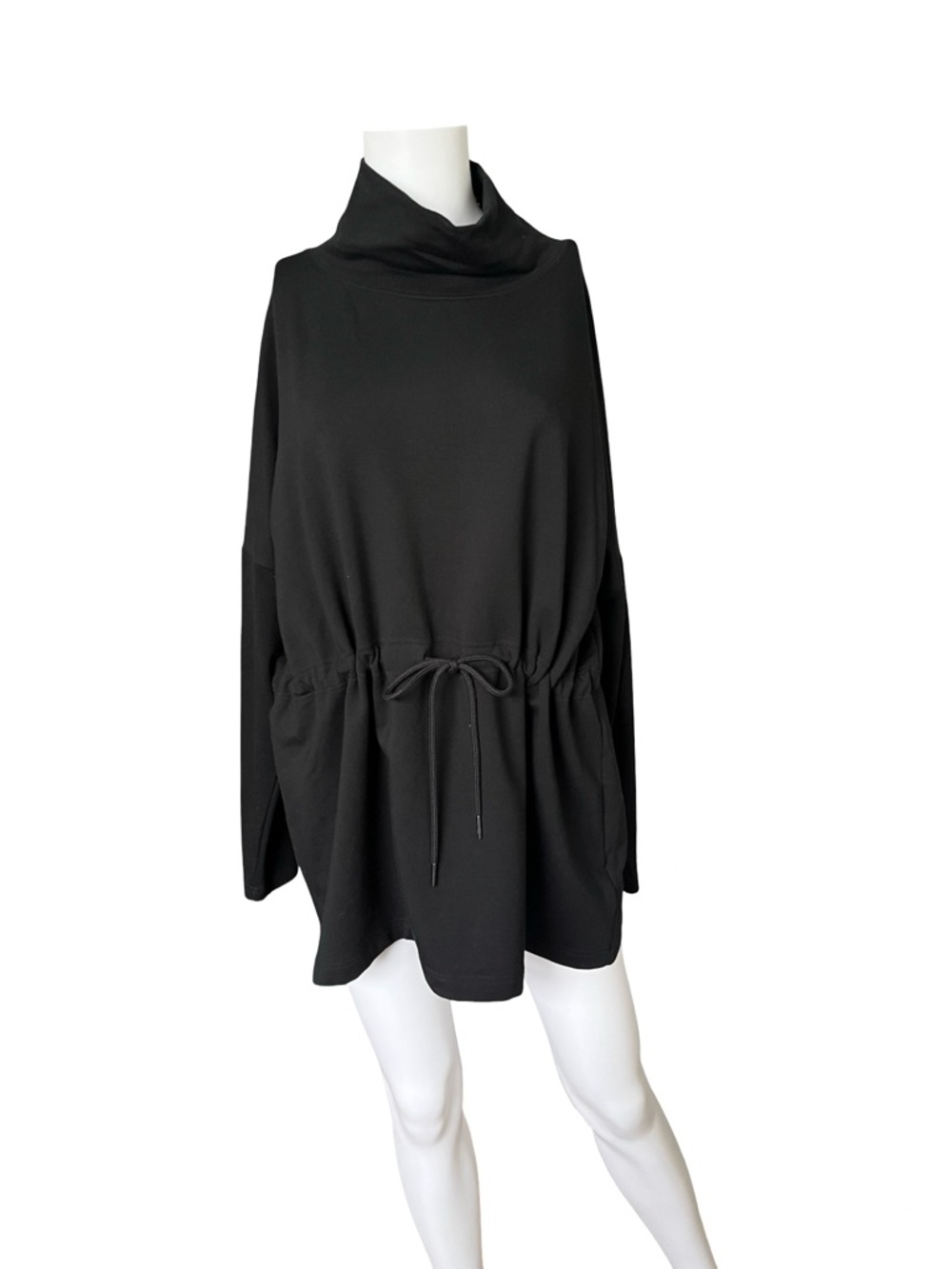 Athleta Balance Cinch Sweatshirt Black Funnel Neck Cozy Womens Size Large